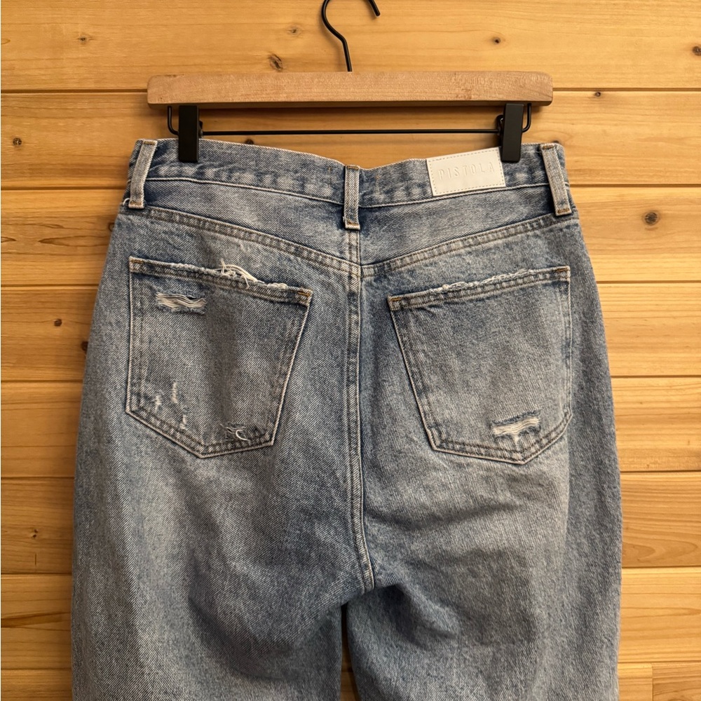 Pistola 28/6 High Rise Cassie Distressed Raw Edge Hem Hemp Cotton Blend Jeans - Picture 12 of 14